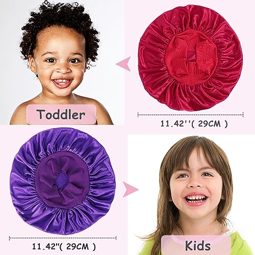 3 Pcs Kids Sleeping Bonnets for Girls & Boys Small-Medium A3-Black Pink Purple