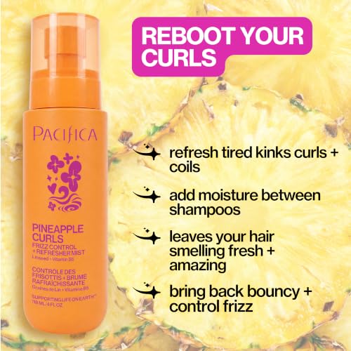 Pacifica Pineapple Curls Frizz Control Hair Spray 4oz - Curl Refresher & Humidity Protector