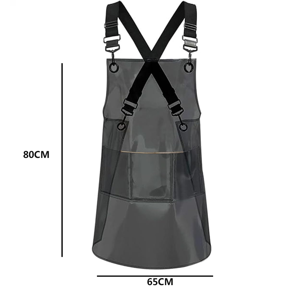 USCHAILIQIANG Hairstylist Aprons For Women Men With Pockets Cross Back Adjustable 3 Pockets Work Apron Soft Tpu Plastic Aprons (black)