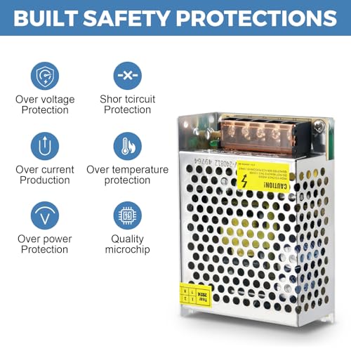 12V 5A Switching Power Supply - 60W AC to DC Adapter for LED Lights