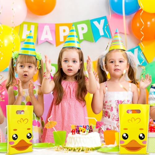50 Pack Yellow Duck Party Favor Bags - Cute Cartoon Treat Bags