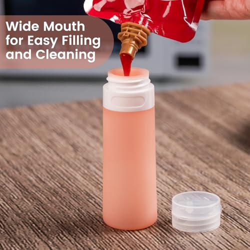 MICEBAY 4 Pack Mini Squeeze Bottles - Leakproof Condiment Containers