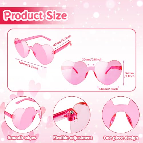 24 Pcs Valentine's Heart Headbands & Sunglasses Set - Pink Glitter