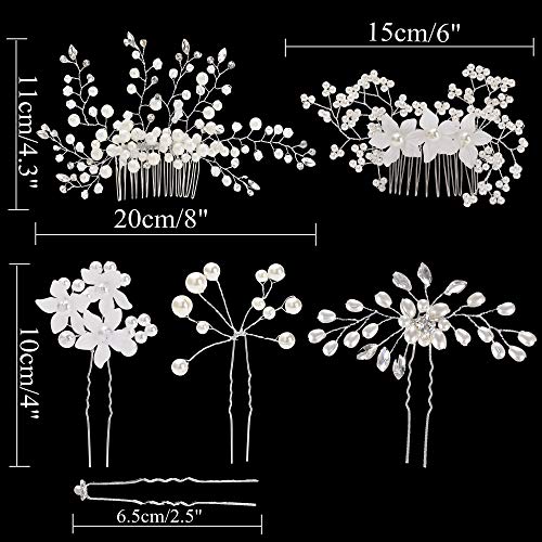 30-Piece Bridal Hair Accessory Set: Silver Combs & Floral U-Shaped Pins