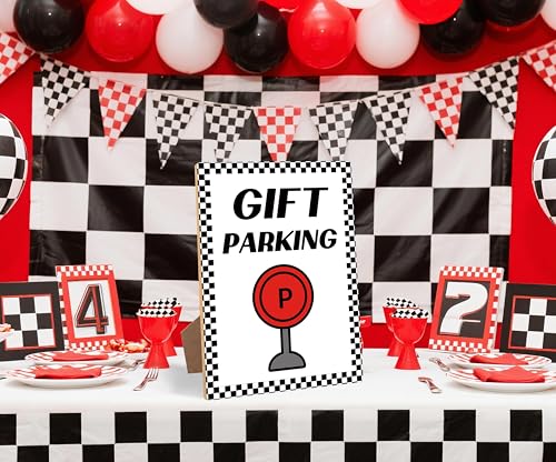 Race Car Birthday Party Wood Sign - 8 x 11 Inch Table Decoration