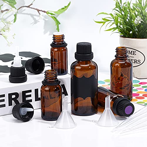 BENECREAT 24 Pack 10ml Brown Glass Essential Oil Bottles with Droppers & Funnels