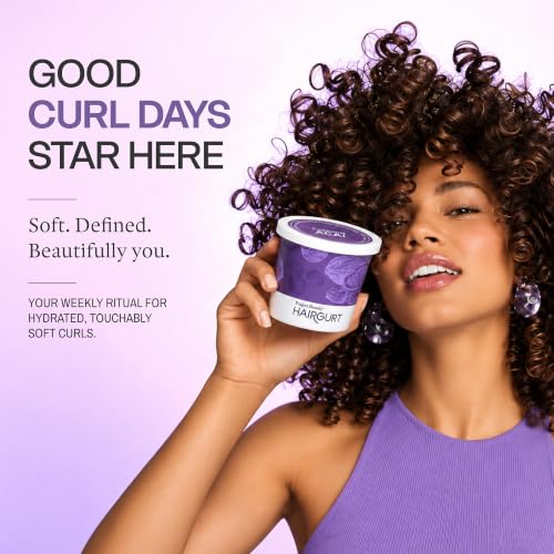 Hairgurt Curl Perfecting Yogurt Hair Mask - Deep Conditioning for Curly & Wavy Hair - Natural Coconut & Acai - 6 oz