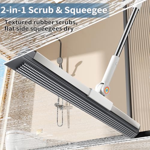 Gleynest 2-in-1 Floor Squeegee with 180° Rotating Head & Adjustable Handle