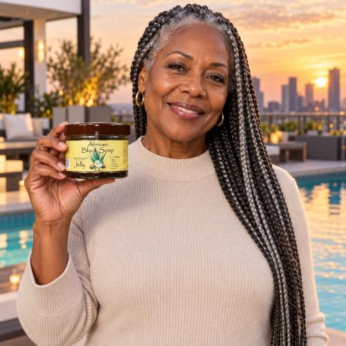 OKAY African Black Soap Jelly Face & Body Wash with Coconut, Aloe Vera, 7 oz - Acne & Dark Spot Cleaner, Sulfate-Free