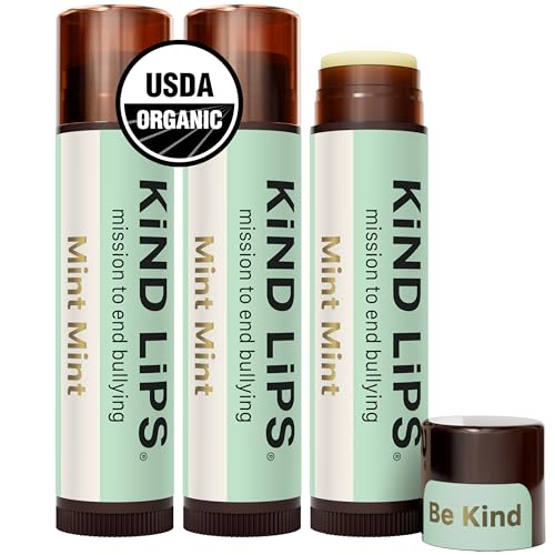 Kind Lips Mint Mint Organic Lip Balm 3 Pack - Hydrating, Cruelty-Free, SPF