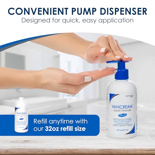 Vanicream Liquid Cleanser for Sensitive Skin - Gentle Face & Body Wash, 8 Fl Oz