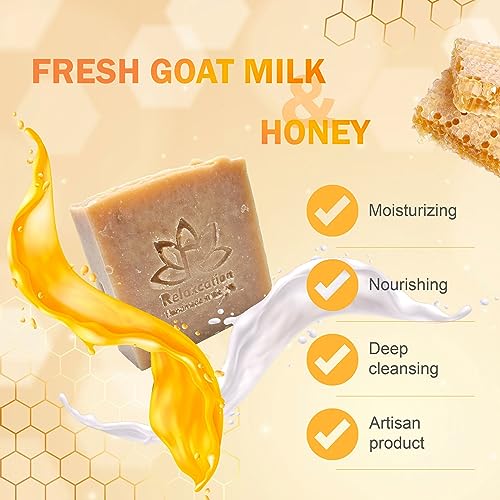 Relaxcation Natural Goat Milk & Honey Cold Process Soap Bar - Handcrafted in USA, Sensitive Skin