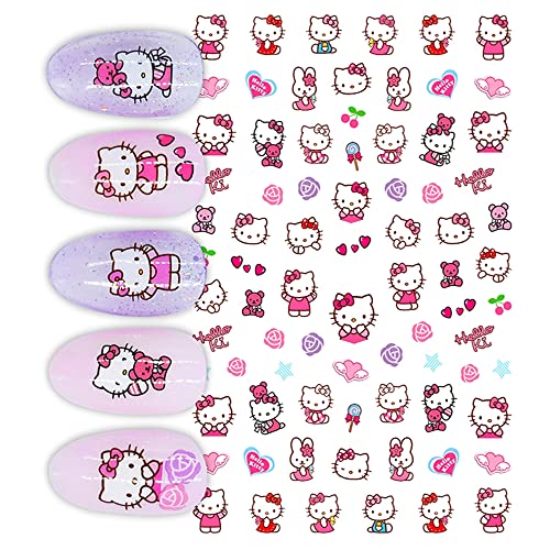 Cute Cat Nail Stickers - 4 Sheets 3D Self-Adhesive Decals