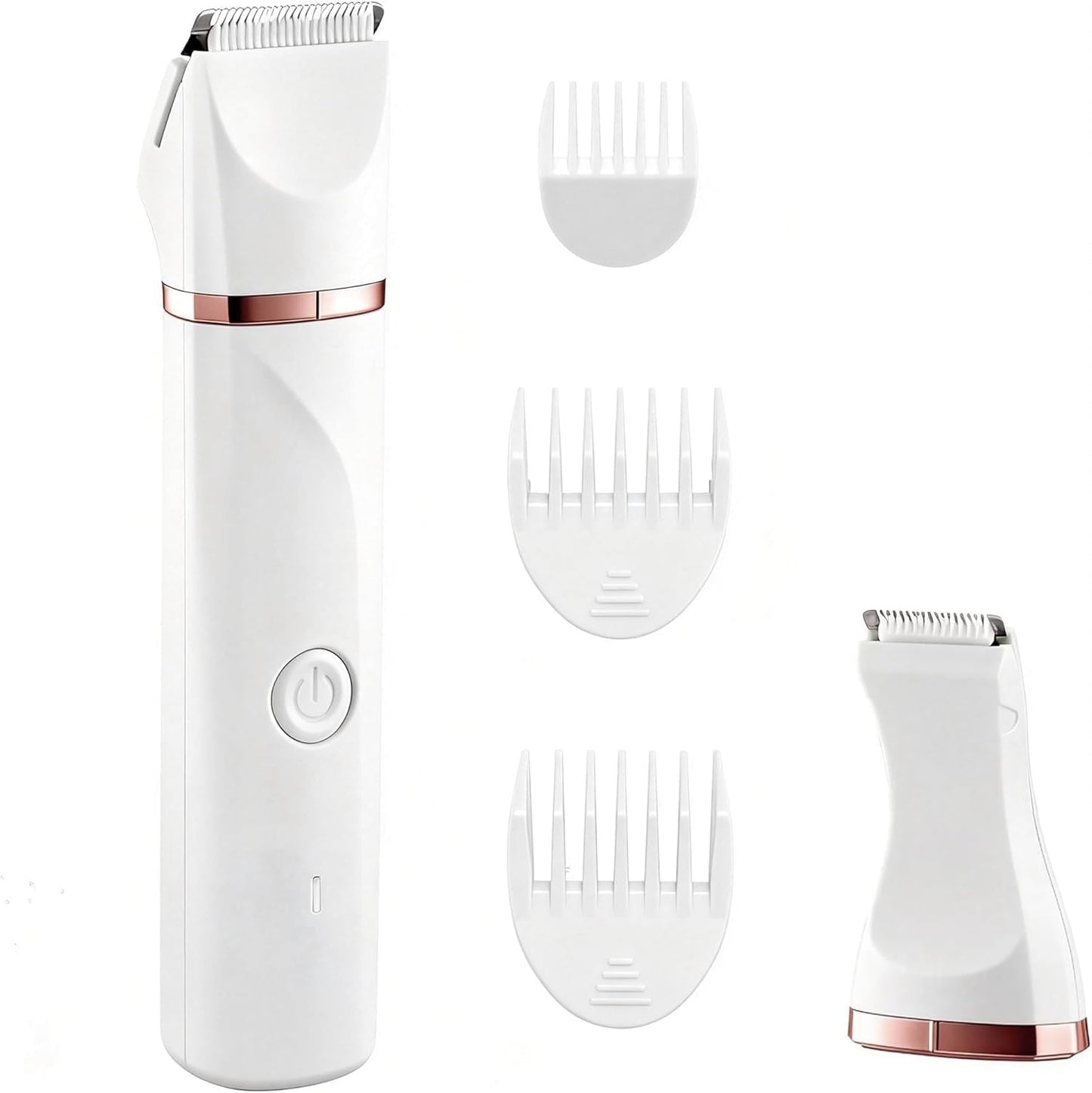 Bikini Trimmer for Women,Electric Razors Shaver for Bikini Legs Pubic Hair,Rechargeable Ladies Bikini Hair Trimmer Removal with Snap-in Ceramic Blades,White