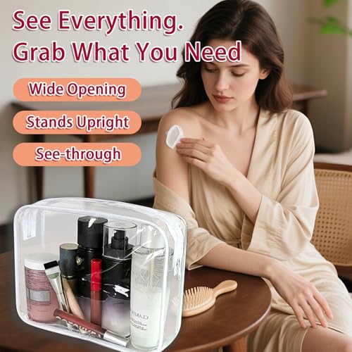6 Pcs Large Clear Makeup Bags, TSA Approved Toiletry Bags for Travel,