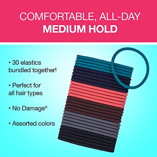 Scunci No Damage Hair Ties - Large Multicolor Elastics, 30 Pack