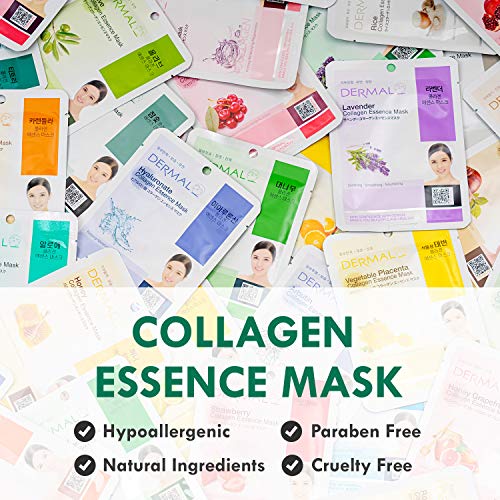 DERMAL 16-Set Korean Sheet Mask Variety Pack with 16 Different Formulas - Type B