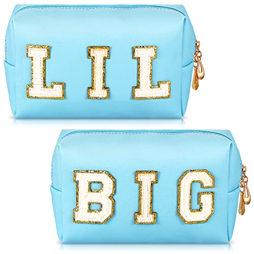 Hillban Blue Preppy Cosmetic Bags - 2 Pack Waterproof Makeup Pouches