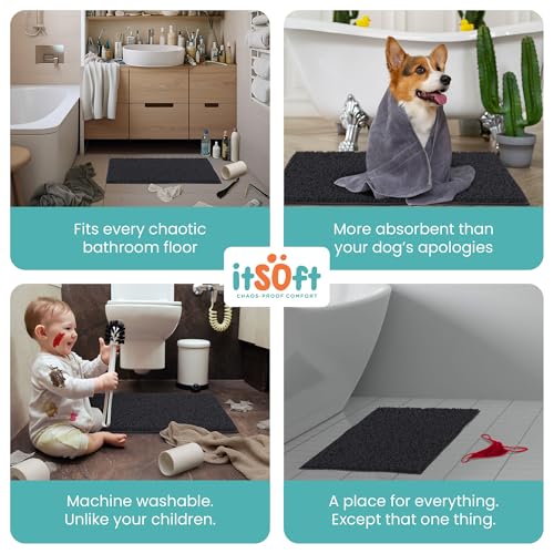 ITSOFT Chenille Bath Mat 22"x14" - Soft, Absorbent & Non-Slip