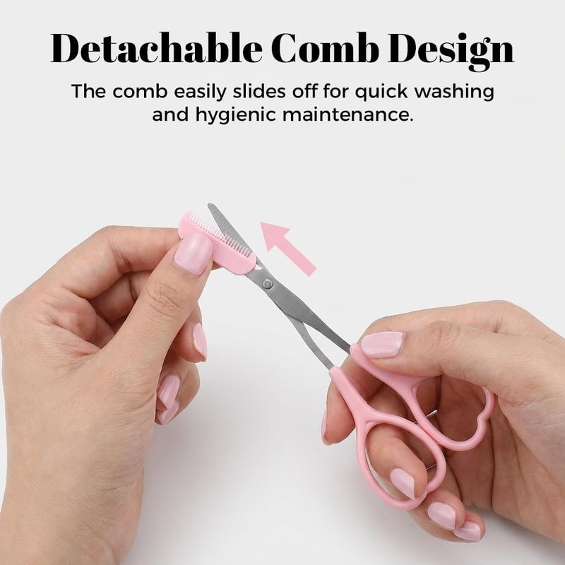 Eyebrow Trimmer Scissors - 2-in-1 Professional Stainless Steel Hair Removal Tool | Apricot Color