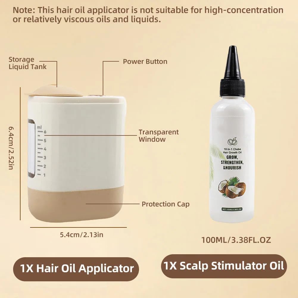 Electric Hair Oil Applicator for Scalp, Scalp Massager for Oil Treatment, Root Comb Applicator with Vibration & Microcurrent, Red Light Therapy, for Hair Treatment and Growth