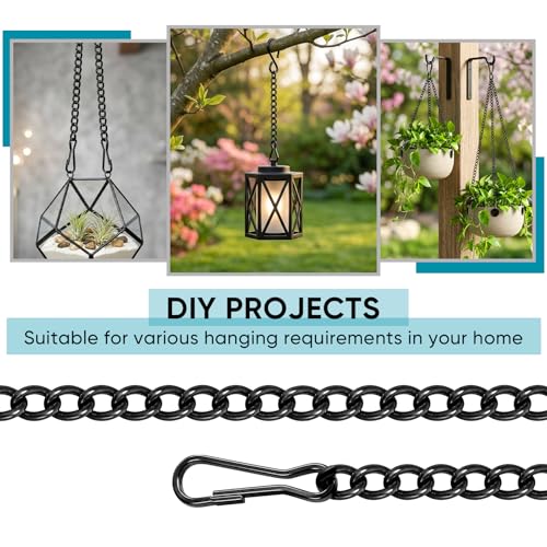 30-Inch Black Metal Chain with Safety Hooks for Hanging