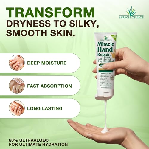 Miracle of Aloe Hand Repair Cream - 8 Oz Non-Greasy Moisturizer