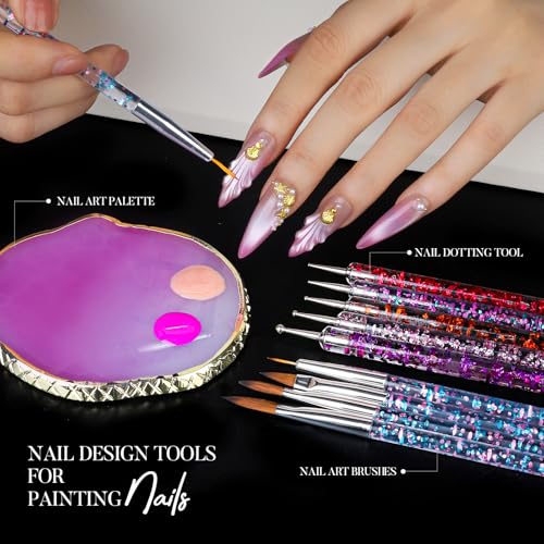 Teenitor Nail Art Kit with 5 Charm Boxes, Stickers & Tools