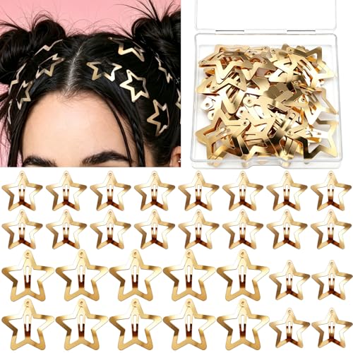 YGDZ 30 PCS Gold Star Hair Clips Set - Y2K Hair Accessories