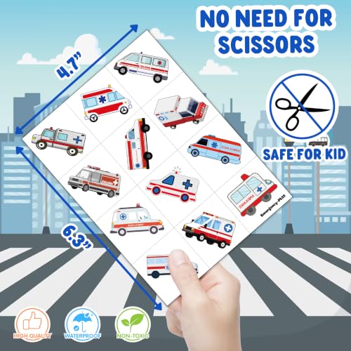 60 PCS Emergency Transportation Temporary Tattoos for Kids