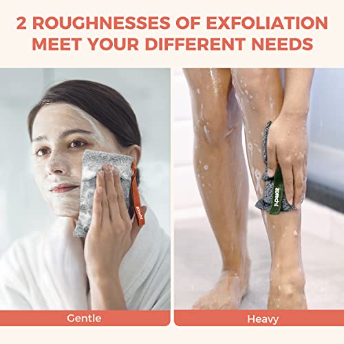 ZOMCHI Exfoliating Soap Bag Set - 2 Pack with Dual Textures