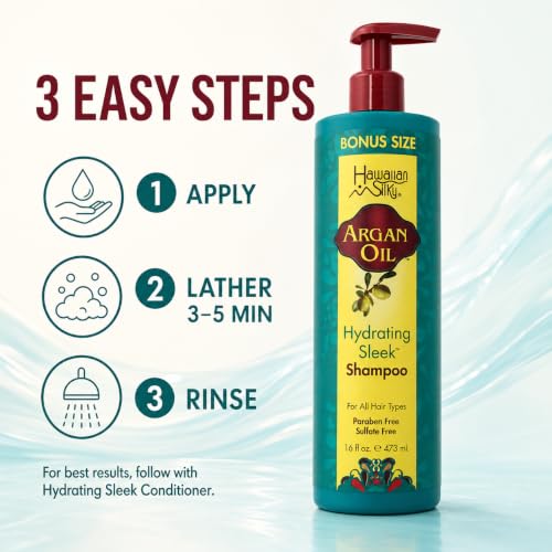 Hawaiian Silky Argan Oil Hydrating Sleek Shampoo, 16 fl oz