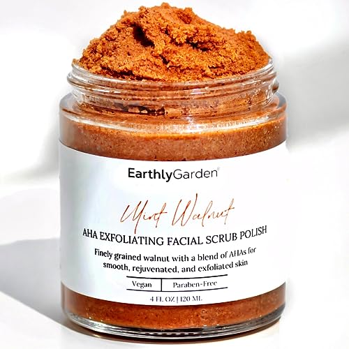 Mint Walnut Exfoliating Face Scrub with AHA – 2 oz Natural Cleanser