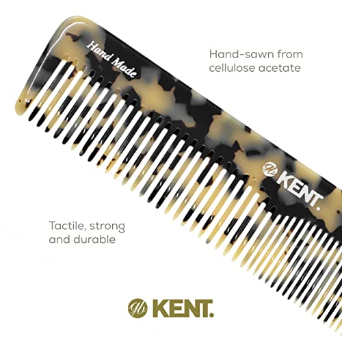KENT 16T TW Handmade Styling Comb - 7.2 Inch Detangling Comb (White Tokyo)