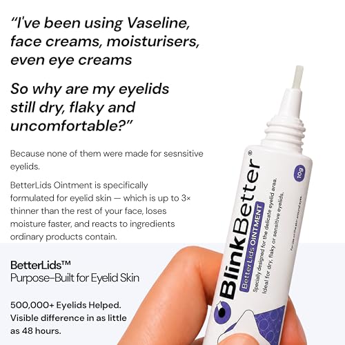 BlinkBetter BetterLids Eyelid Ointment for Dry, Itchy & Sensitive Eyelids ? Deep-Moisturising Oat Complex with Shea Butter & Panthenol to Hydrate, Nourish & Soothe Delicate Eyelid Skin ? 0.34 oz
