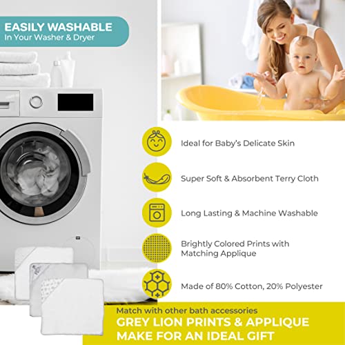 Spasilk Baby Bath Hooded Towel & Washcloth Set - Grey Lion