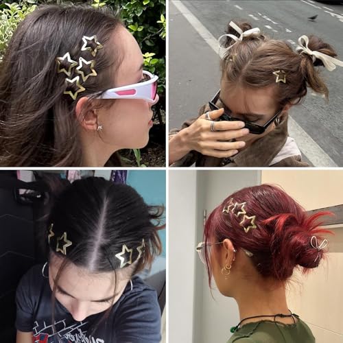 VIBILIA Y2K Star Hair Clips - 15 PCS Gold Non-Slip Barrettes
