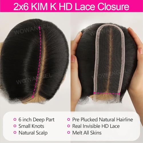 Jinhongze 12 Inch Straight 2x6 HD Lace Closure Human Hair Middle Part Closure