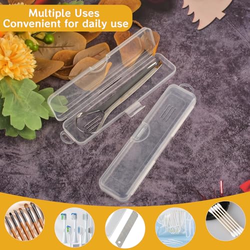 Sankoly Travel Tongue Scraper Case 3 Pack, Portable Clear Storage Box with Lid & Ventilation Holes