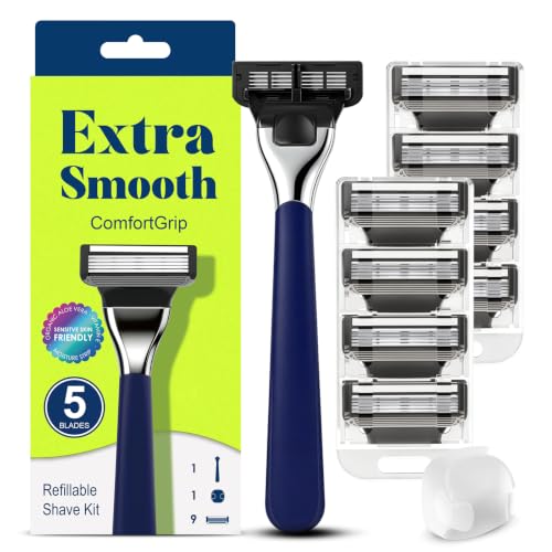 Refillable 5-Blade Razor Kit for Men & Women - Full-Body Shaving System