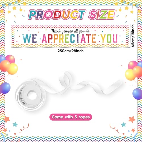 We Appreciate You Banner Set - 3pcs Colorful Party Decorations