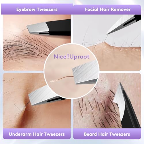 BEDACE Stainless Steel Precision Tweezers for Hair Removal