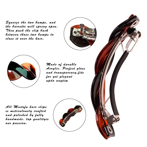 Large French Hair Barrettes for Thick Hair – 3-Pack Marble Swirl Clips