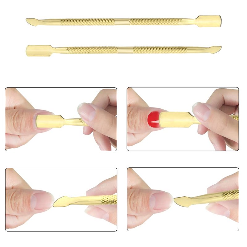 Cuticle Trimmer Set - 8-Piece Stainless Steel Nail Tools for Fingernails & Toenails | Gold Finish