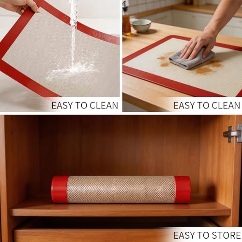 Silicone Baking Mats - 2 Pack Non-Stick Food Grade Oven Liners