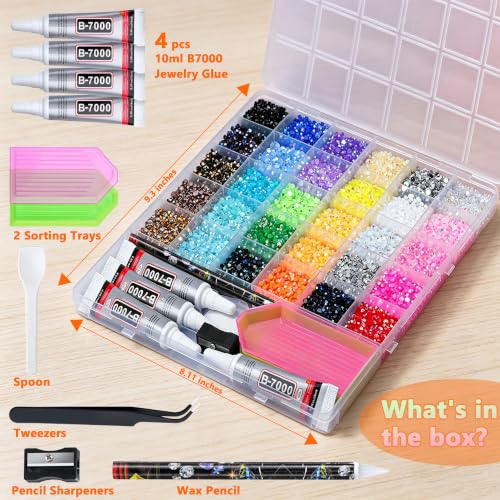 30,000 Pcs Resin Jelly Rhinestone Kit with B7000 Glue and Crafting Tools