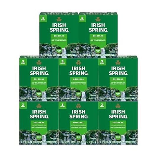Irish Spring Bar Soap for Men, Original Clean, Smell Fresh and Clean for 12 Hours, Men Soap Bars for Washing Hands and Body, Mild for Skin, Recyclable Carton, 3.7 Ounce - 3 Count (Pack of 8)