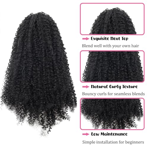 GOTEFERBE 18 Inch Kinky Curly Drawstring Ponytail Afro Hair Extension #1B