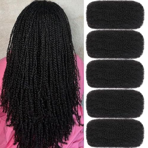 XTREND Natural Black 20 Inch Afro Kinky Curly Braiding Hair Bulk 5 Bundles for Dreadlocks & Micro Twists