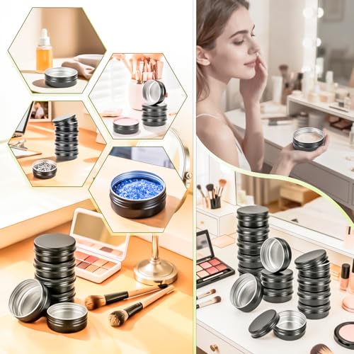 MotBach 30-Pack 2oz Aluminum Tin Jars with Screw Lids for Cosmetics & DIY